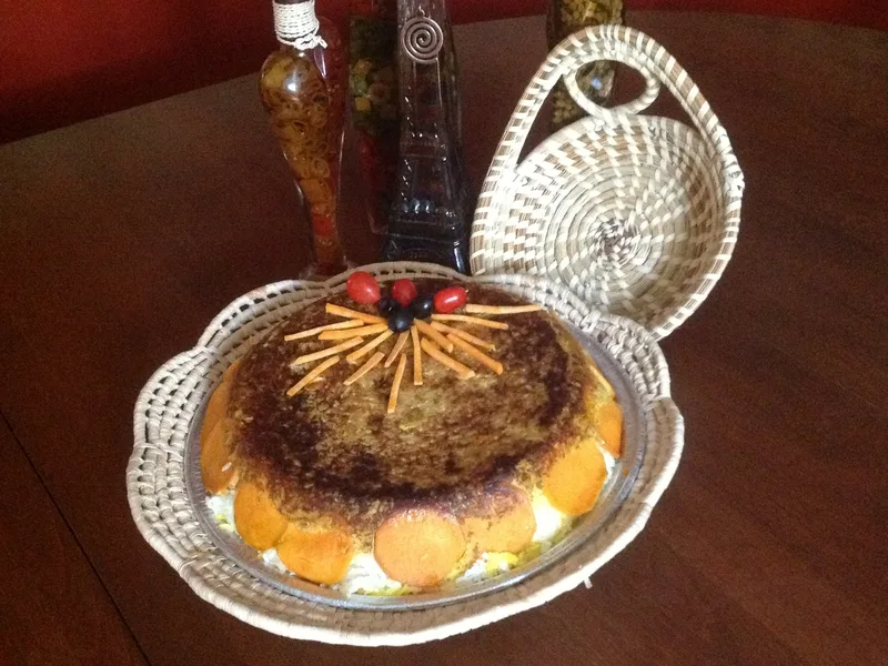 Saffron Rice Cake with Chicken and Sweet Potato