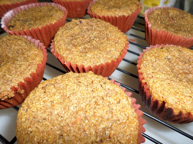 Whole Wheat Carrot Applesauce Muffins with Honey and Spices