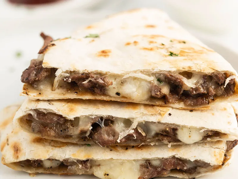 Skillet Steak and Cheese Quesadillas with Crispy Tortillas
