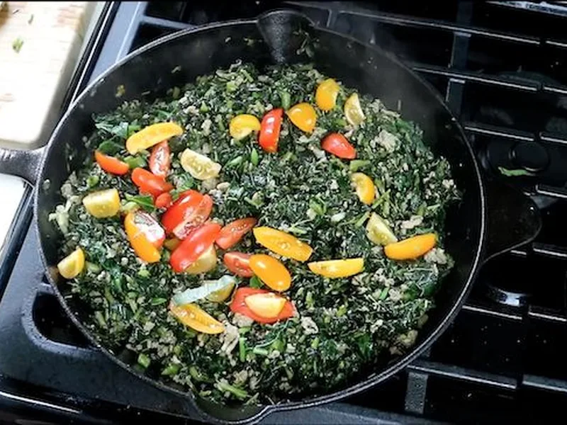 Jamaican Callaloo with Ground Turkey - Traditional Caribbean Greens