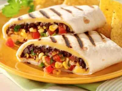 Grilled Black Bean and Corn Cheese Wraps