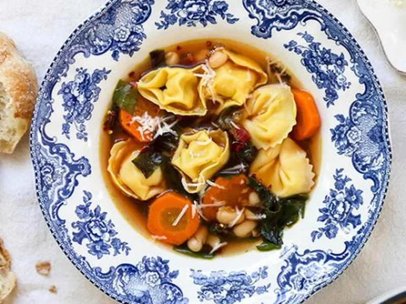 Tortellini and White Bean Soup with Swiss Chard