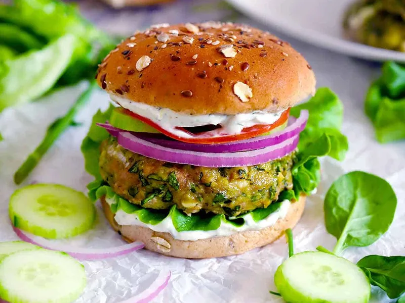 Spanakopita Turkey Burgers with Lemon Yogurt