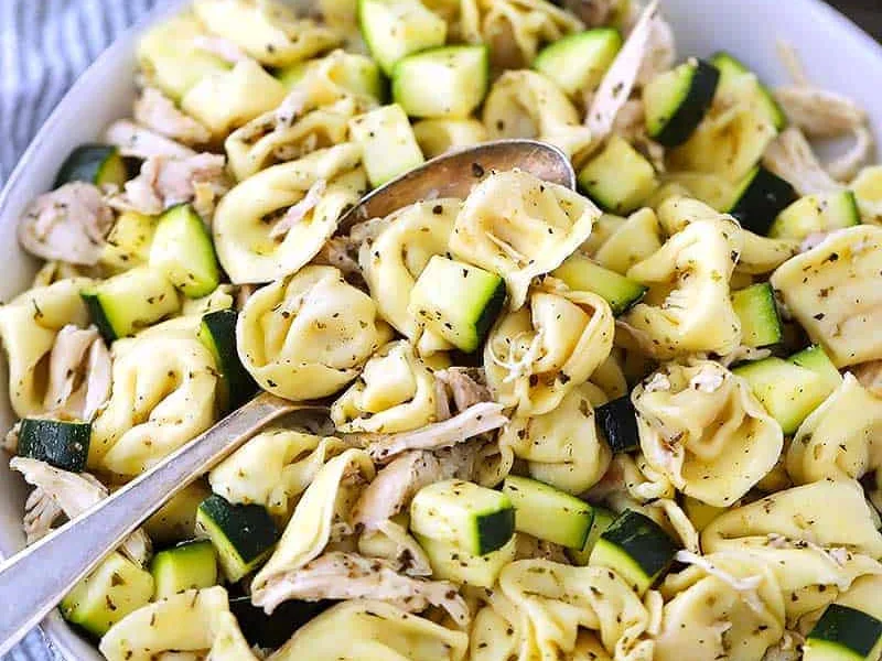 Italian Tortellini Salad with Chicken and Zucchini