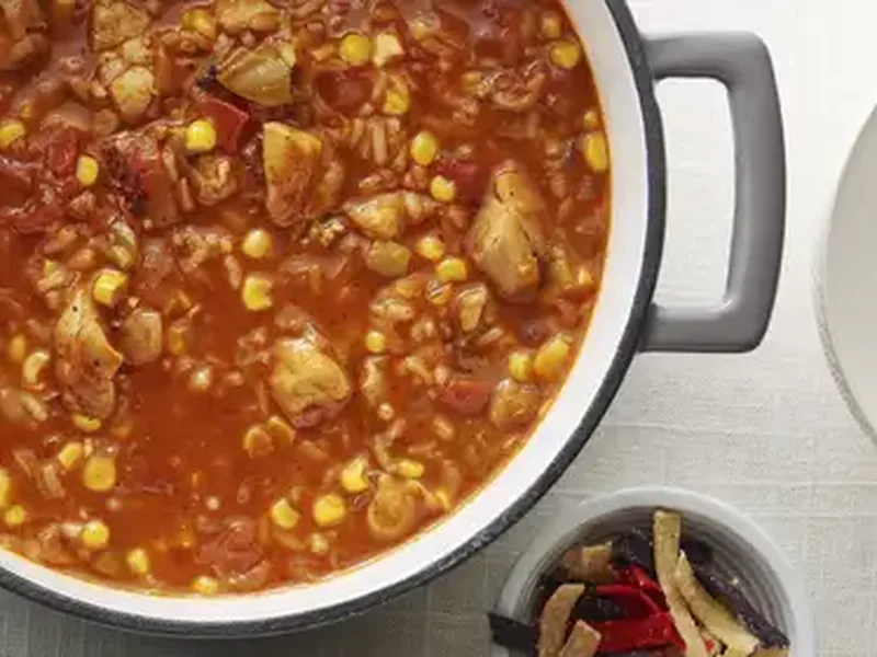 Tex-Mex Chicken and Rice Soup with Fire Roasted Tomatoes