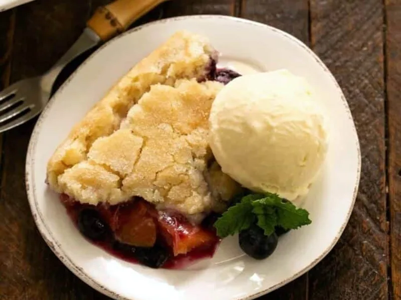 Classic Peach Blueberry Cobbler with Sweet Biscuit Topping