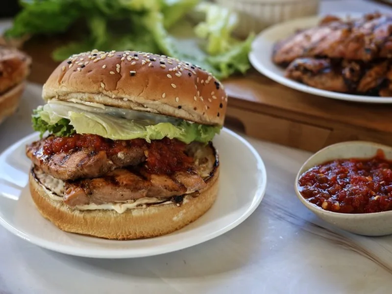 Sweet and Spicy Grilled Salmon Sandwiches