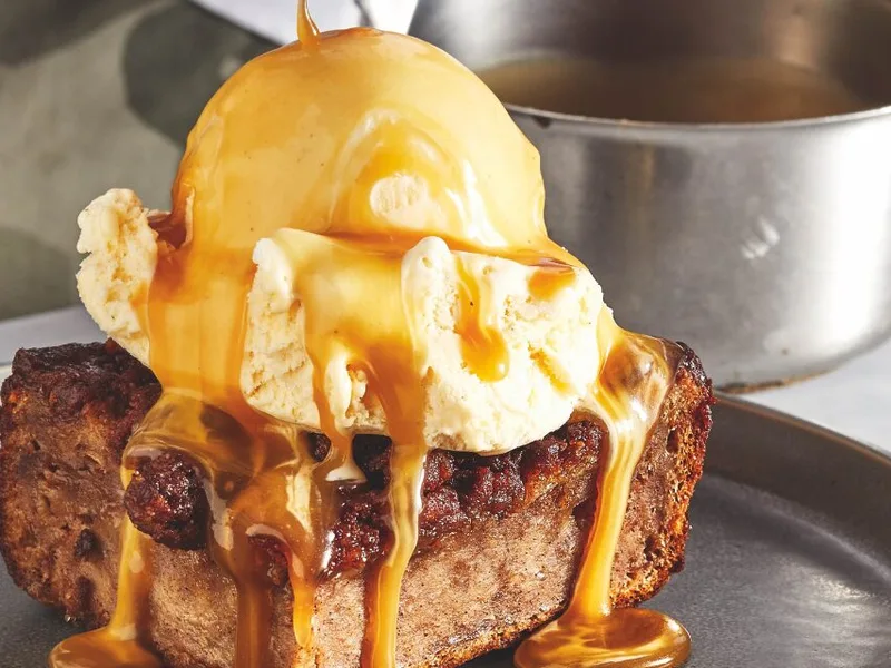 Overnight Sticky Bun Bread Pudding with Caramel Topping