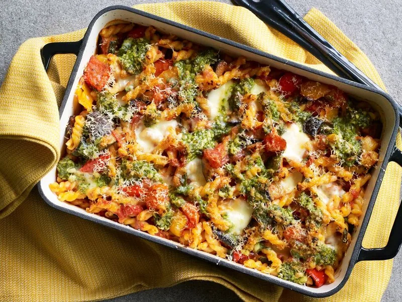 Baked Vegetable Pasta Casserole with Mozzarella