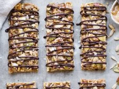 No-Bake Sprouted Nut Granola Bars with Dark Chocolate Drizzle