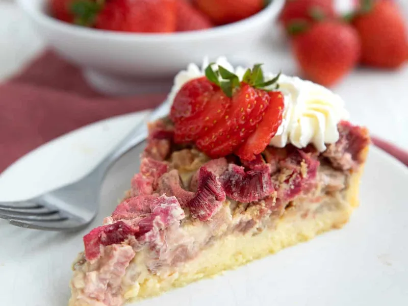 Crustless Rhubarb Custard Pie with Coconut Flour
