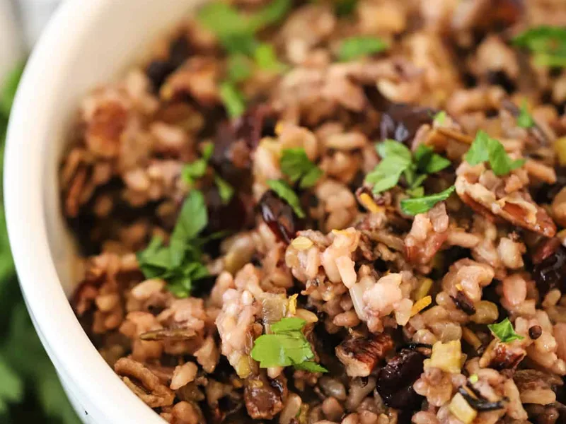 Wild Rice Stuffing with Cranberries and Toasted Pecans