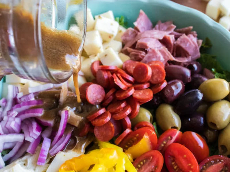Italian Antipasto Salad with Salami and Fresh Mozzarella