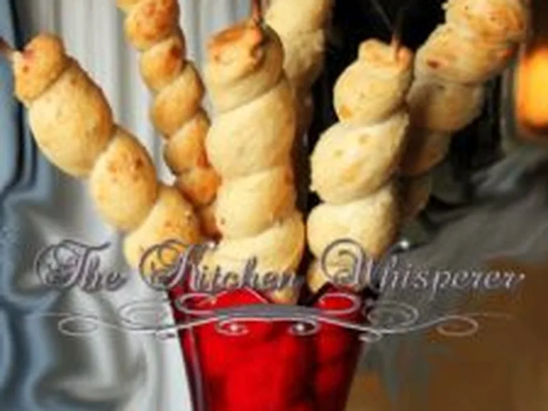 Twisted Herbed Asiago Parmesan Breadstick Twirls on Skewers