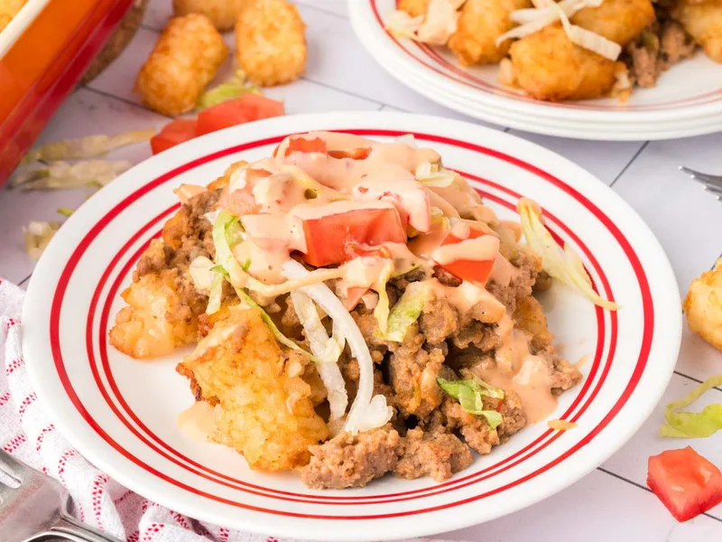 Big Mac Tater Tot Casserole with Ground Beef and Special Sauce