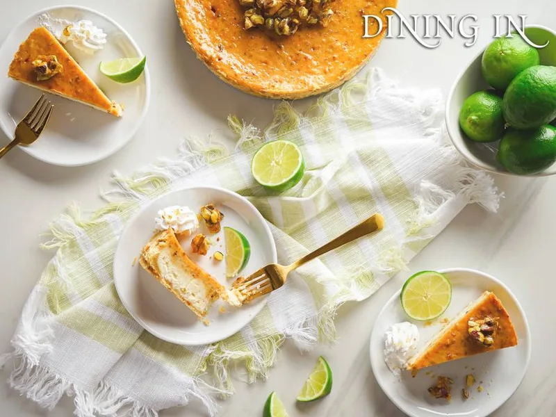 Sub-Lime Pistachio Cheesecake with Caramelized Nut Crunch