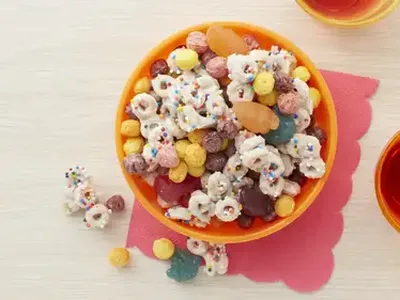 Trolls Rainbow Cereal Snack Mix with Vanilla Coating