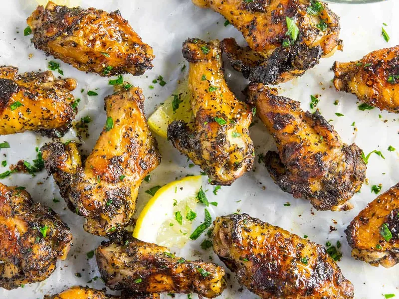 Grilled Lemon Pepper Chicken Wings with Butter Glaze