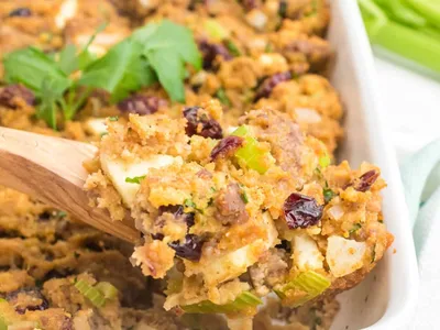 Apple Cranberry Sausage Cornbread Dressing