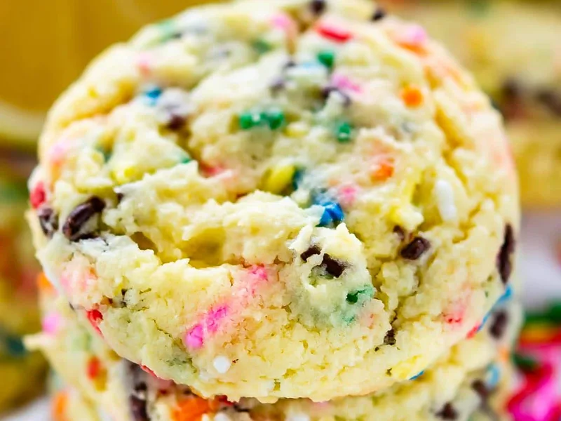 Soft Lemon Cake Mix Cookies with Sprinkles