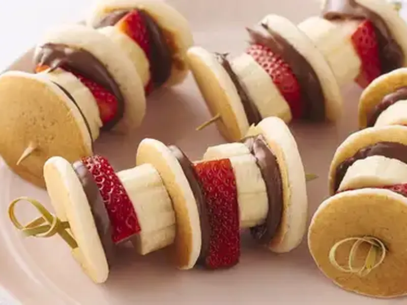 Nutella Mini Pancake Kabobs with Fresh Fruit