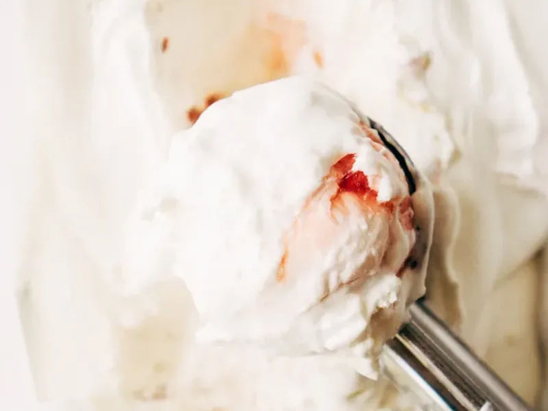 Keto No-Churn Strawberry Mascarpone Ice Cream