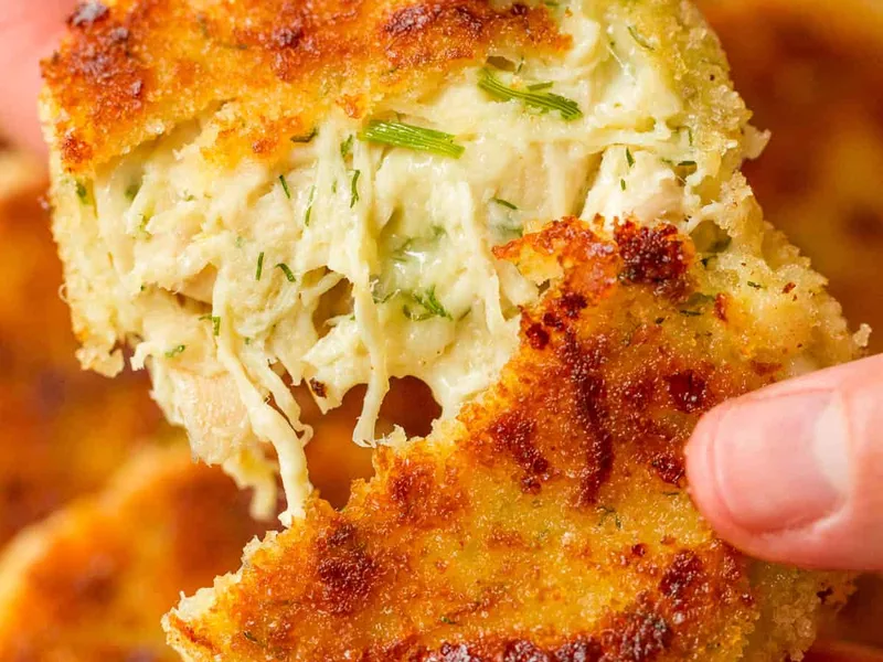 Easy Shredded Chicken Patties with Mozzarella and Dill