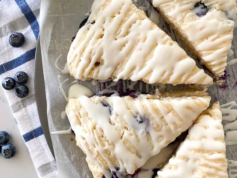 Buttermilk Blueberry Scones with Sweet Cream Glaze