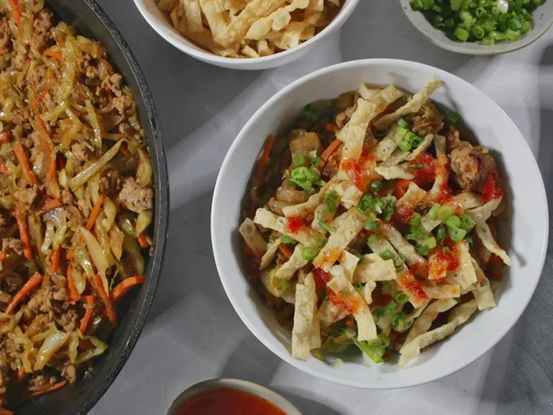 Deconstructed Egg Roll in a Bowl with Pork