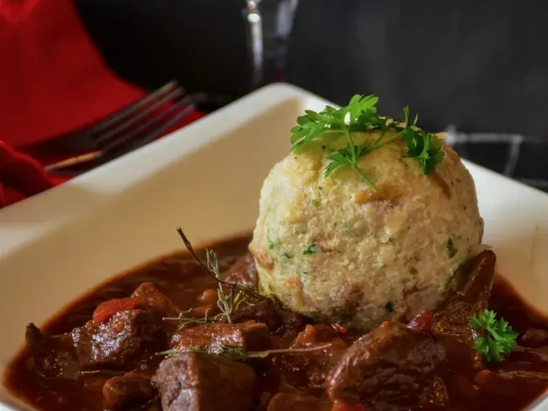 Beef Goulash with Suet Dumplings