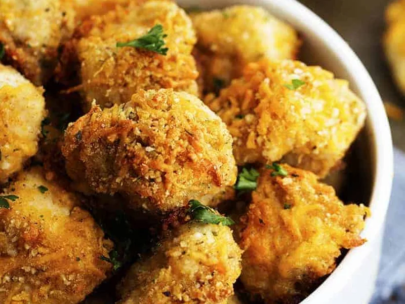 Crispy Garlic Parmesan Cheddar Chicken Bites