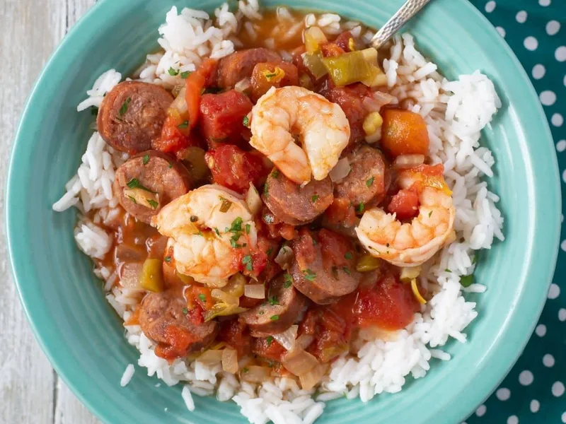 Slow Cooker Shrimp and Andouille Sausage Jambalaya