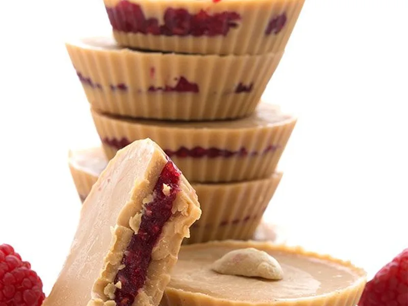 No-Bake Peanut Butter Raspberry Jam Cups