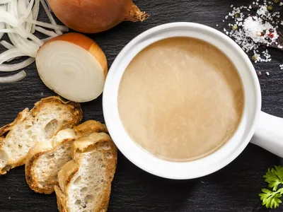 Creamy Camembert and Caramelized Onion Soup