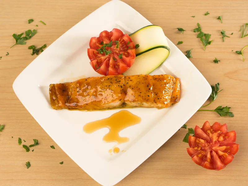 Sweet and Spicy Glazed Salmon with Brown Sugar Mustard Glaze
