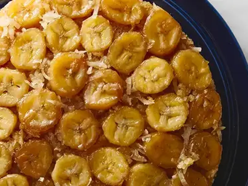 Banana-Coconut Upside-Down Cake with Brown Sugar Glaze