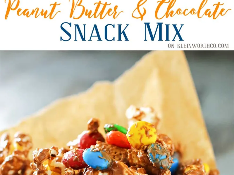 Easy Peanut Butter Chocolate Popcorn Snack Mix