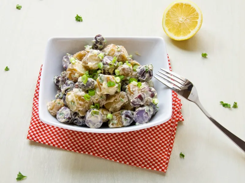 Colorful Tri-Color Potato Salad with Dijon Mayo Dressing