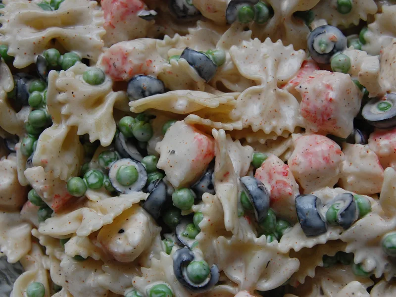 Cajun Pasta Salad with Lump Crab and Frozen Peas