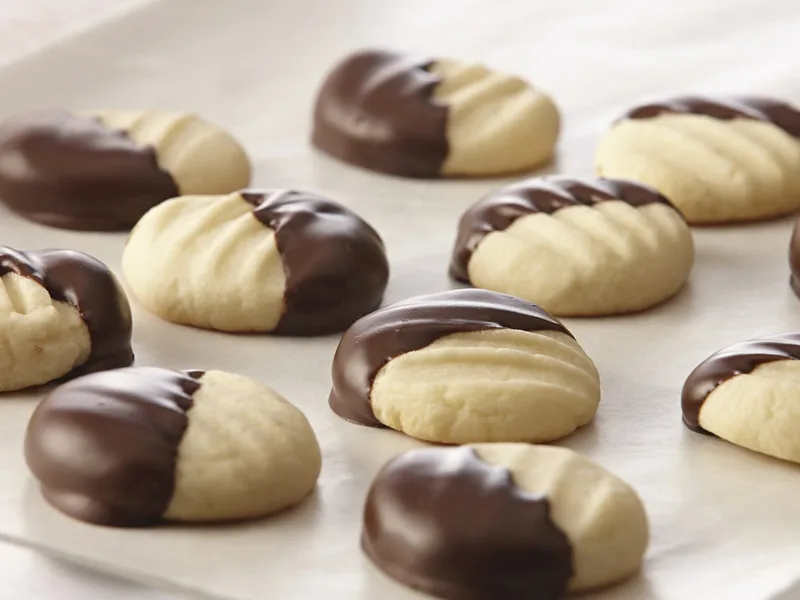 Orange Extract Butter Cookies with Chocolate Dip