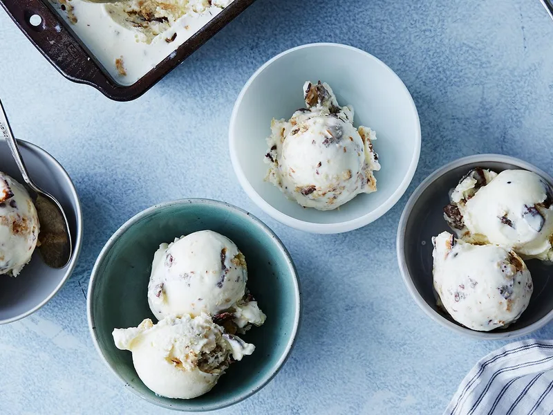 Passover Matzo Roca Ice Cream with Chocolate and Almonds