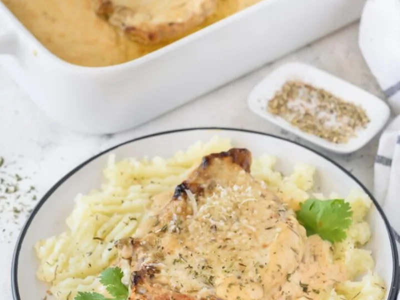 Baked Cream of Mushroom Pork Chops with Parmesan