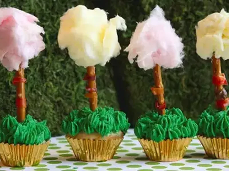 Truffula Tree Mini Cupcakes with Green Buttercream Grass