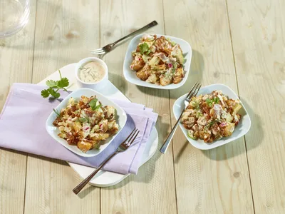 Crispy Asian-Spiced Smashed Potato Salad with Lemongrass