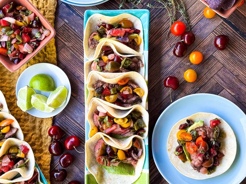 Grilled Flank Steak Tacos Stone Fruit Salsa
