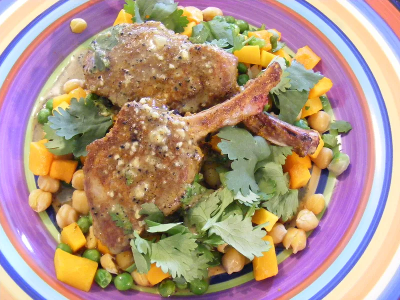 Spiced Lamb Cutlets With Roasted Pumpkin