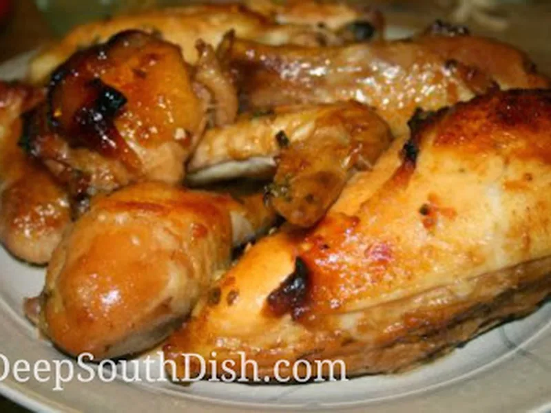Baked Chicken with Honey Orange Ginger Glaze