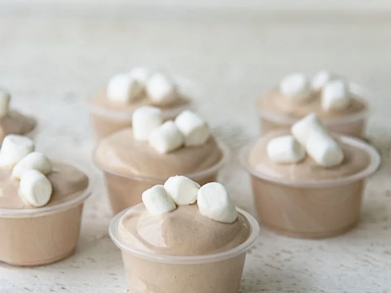 Boozy Hot Chocolate Pudding Shots with Vodka and Liqueur
