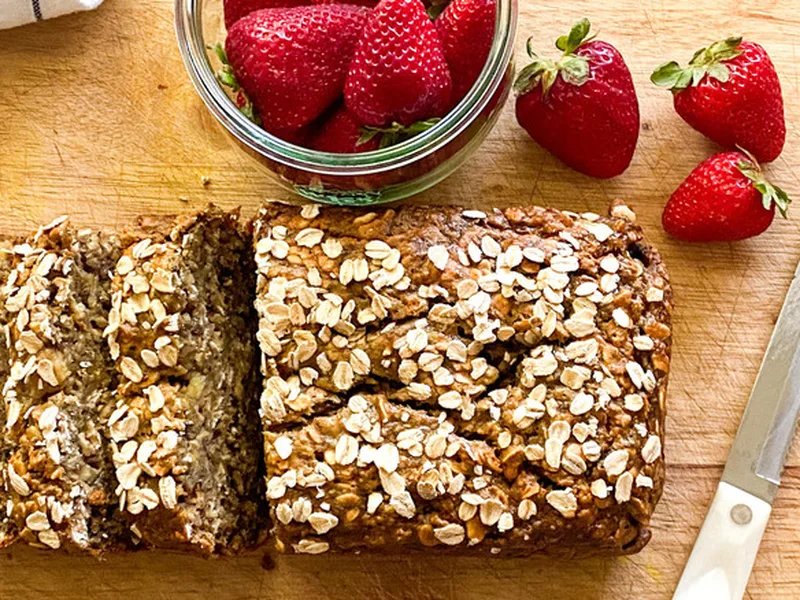 Moist Banana Oatmeal Bread with Maple Syrup