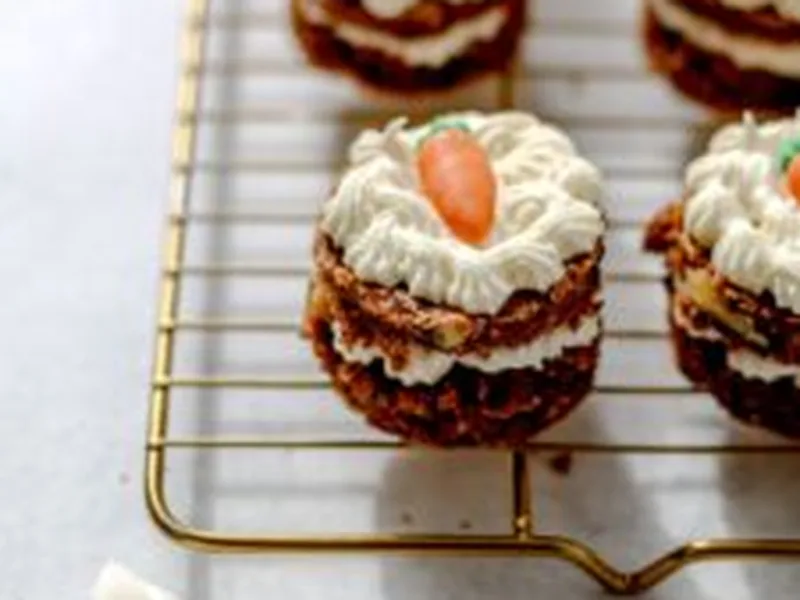 Mini Layered Almond Flour Carrot Cakes with Cream Cheese Frosting